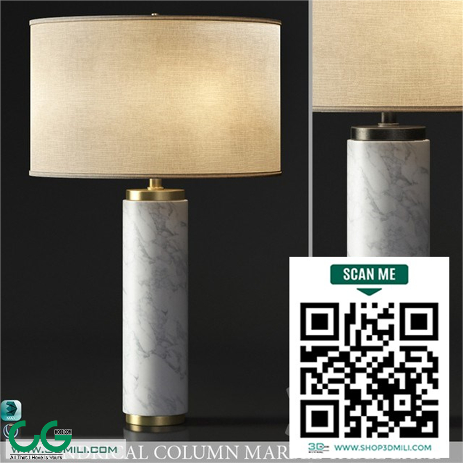 CYLINDRICAL COLUMN MARBLE TABLE LAMP